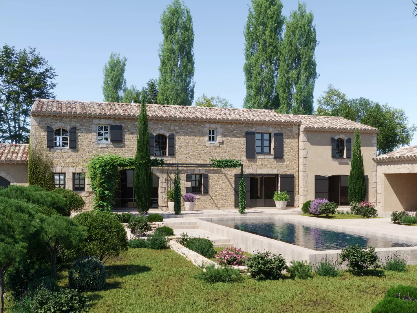 Réalisations de vues 3D pour la vente de Mas Provençaux pour la société Prestige Développement