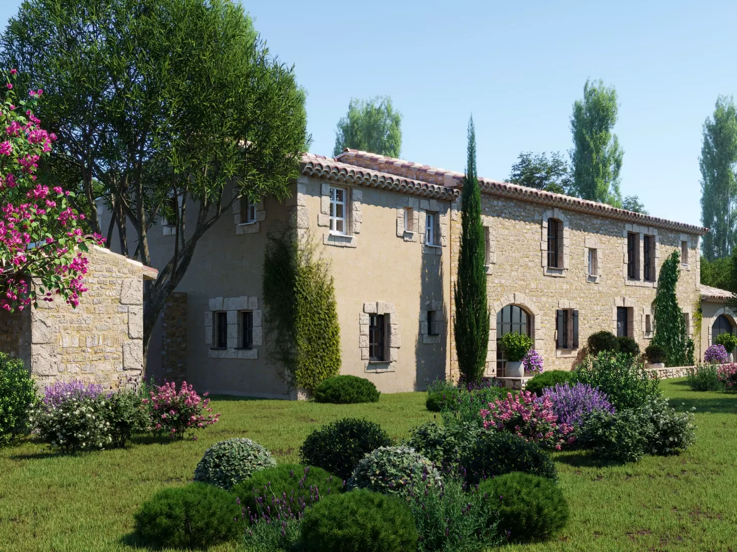 Réalisations de vues 3D pour la vente de Mas Provençaux pour la société Prestige Développement