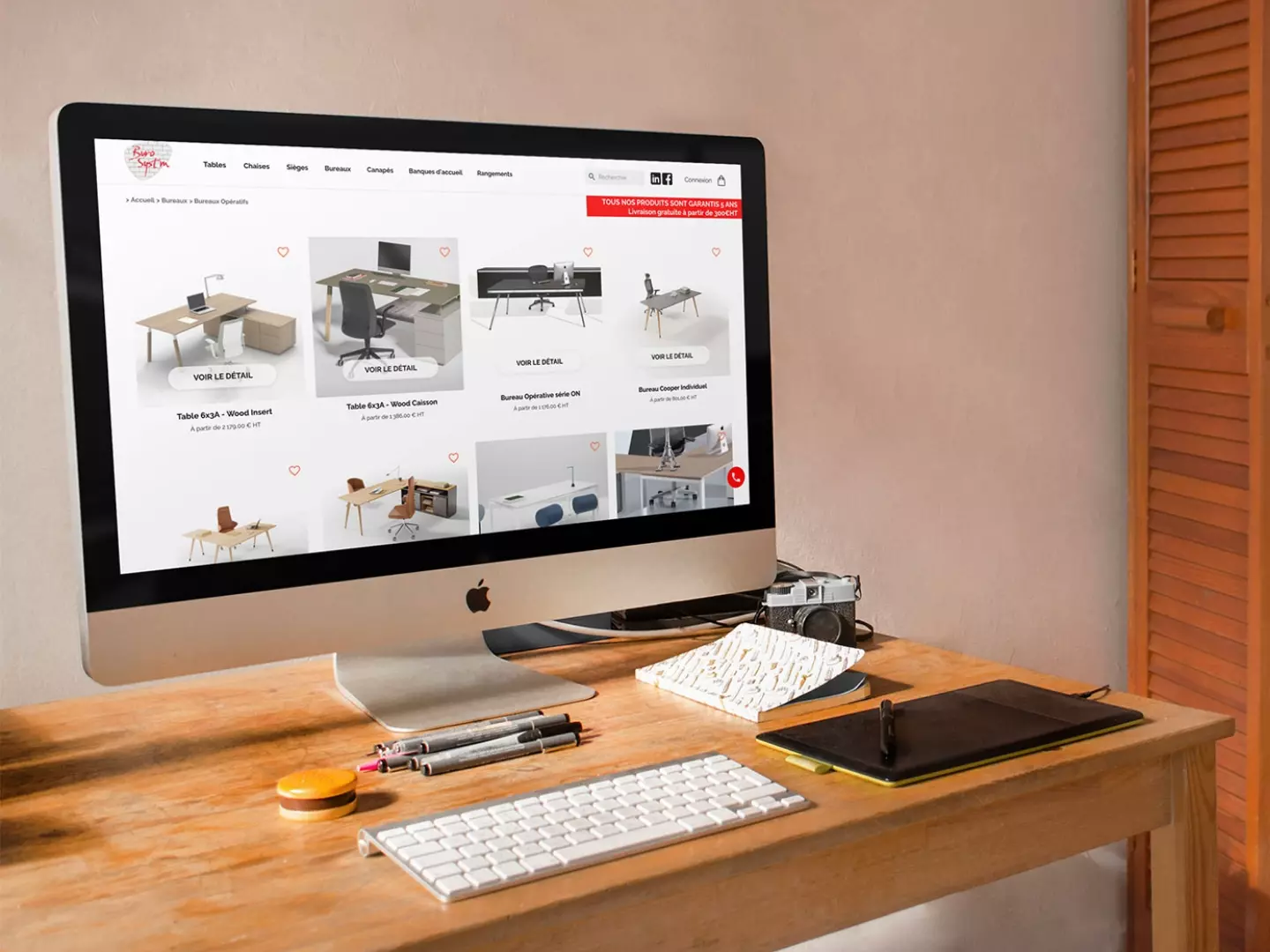 Site internet de la société Buro Syst’m pour la présentation de ses produits