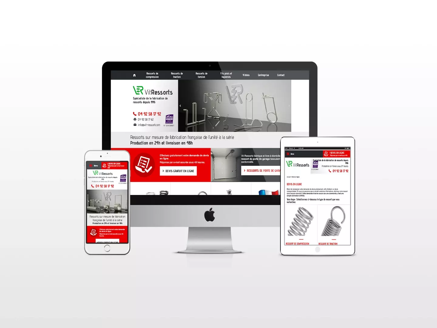 Site internet de demande de devis pour la société Vit-Ressorts